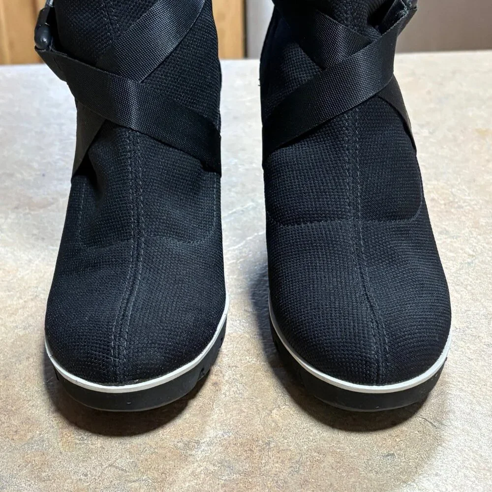 Gadea Black Stretch Sock Buckle Boots Leather Heels Made In Spain 37 Extralight - Picture 13 of 15